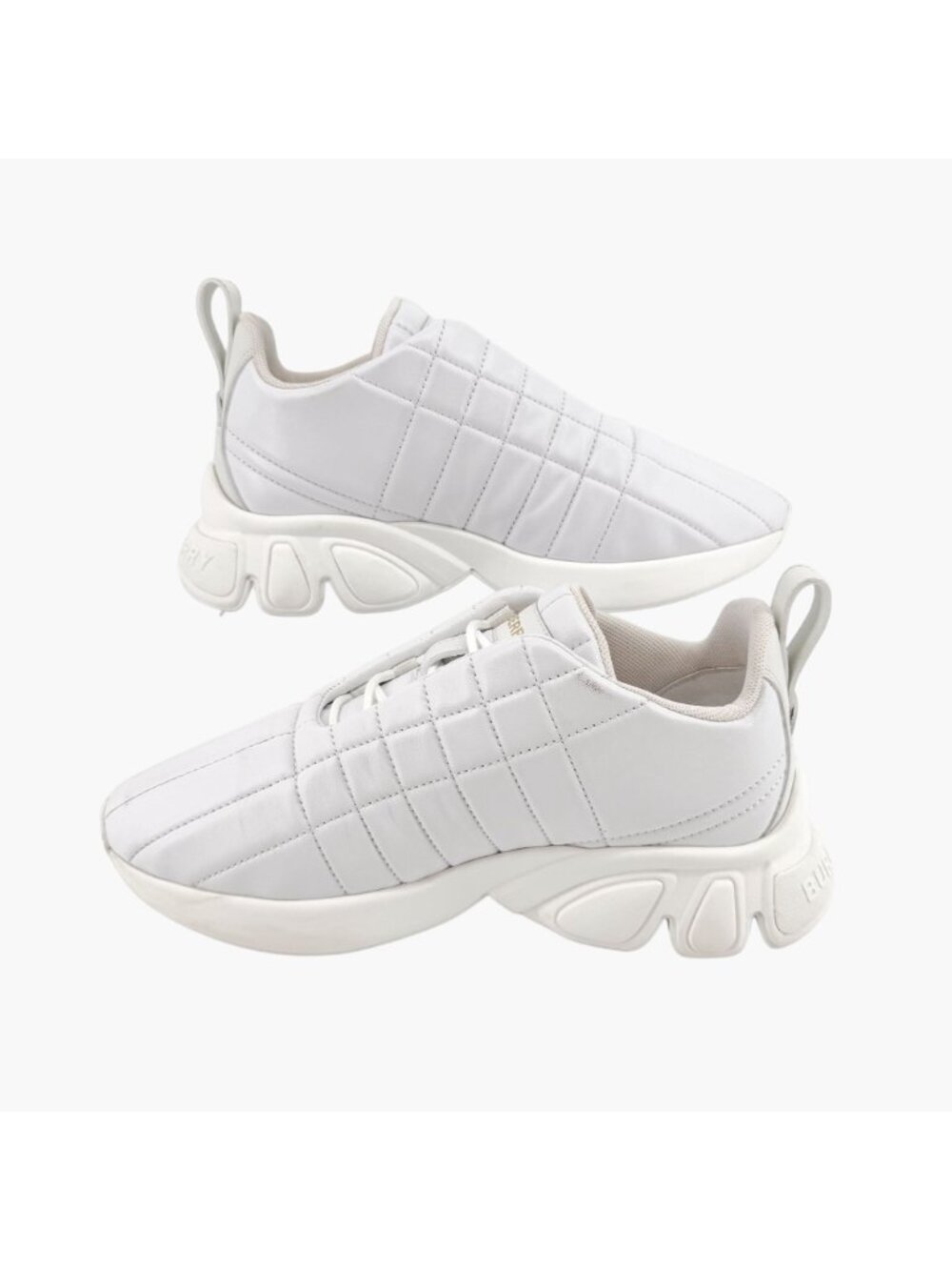Burberry Quilted Sneakers EU 39 US 9 White Leather Low Top Runner Lace Up Shoe - Picture 9 of 13